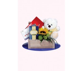 Bear Chocolate With Flower Arrangement